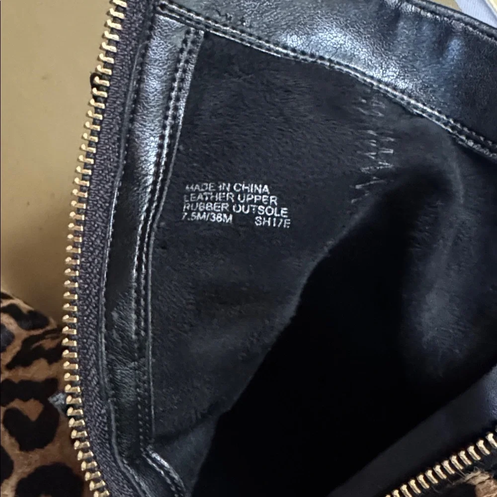 Michael Kors Leather Black and Brown Leopard Heeled Boots